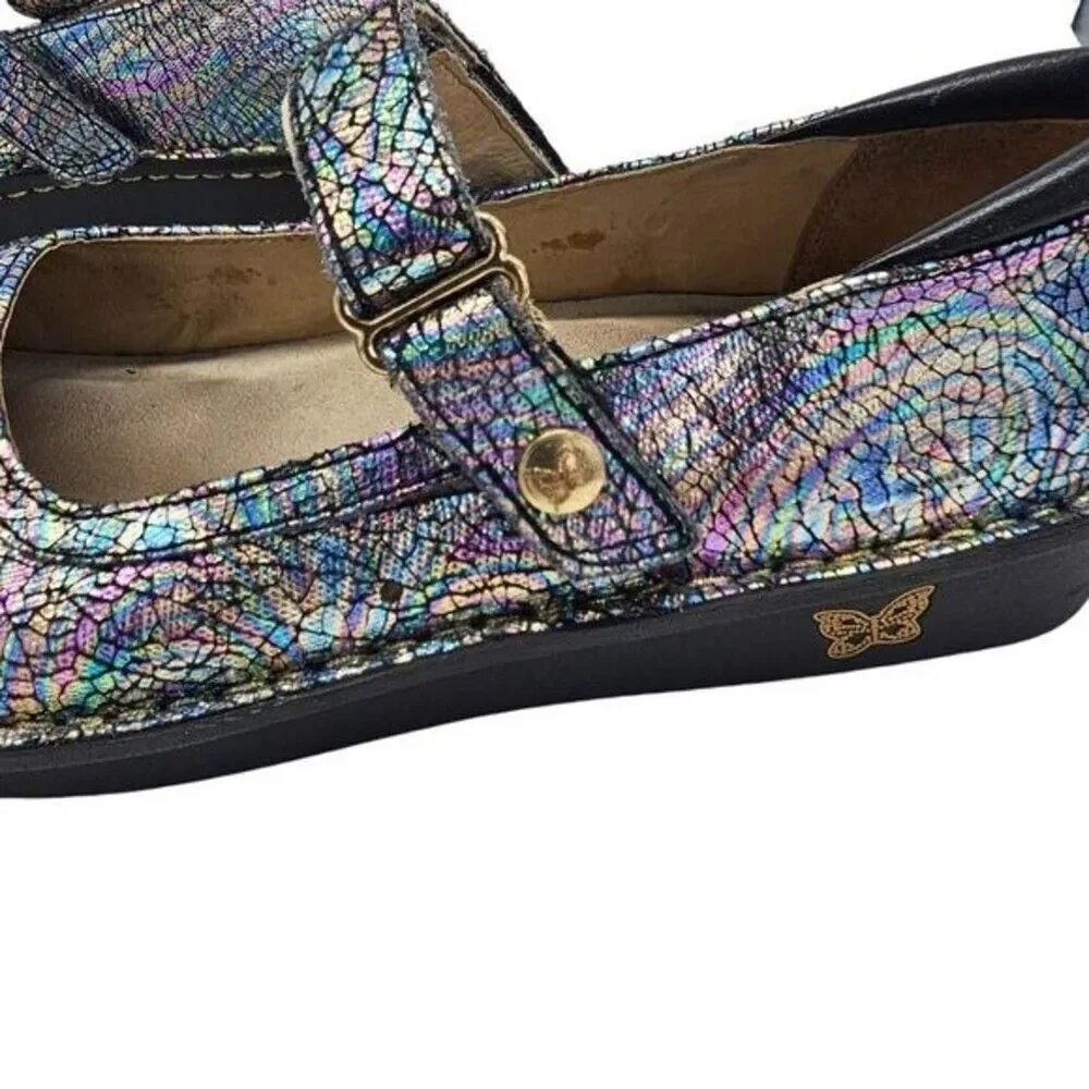 Alegria Women's Silver and Blue Clogs